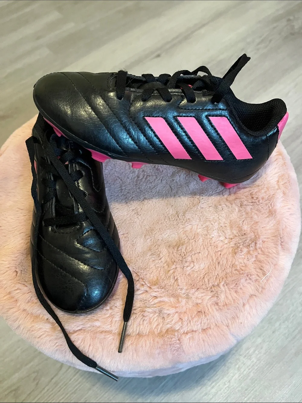 adidas Black Sneakers with Pink Stripes - kids.